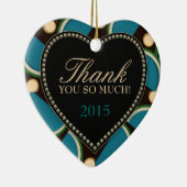 Blue Aquamarin Monogram Vielen Dank Herzverzierung Keramikornament (Rechts)