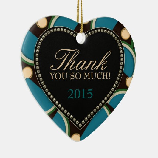 Blue Aquamarin Monogram Vielen Dank Herzverzierung Keramikornament (Rechts)