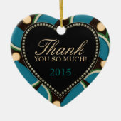 Blue Aquamarin Monogram Vielen Dank Herzverzierung Keramikornament (Vorne)