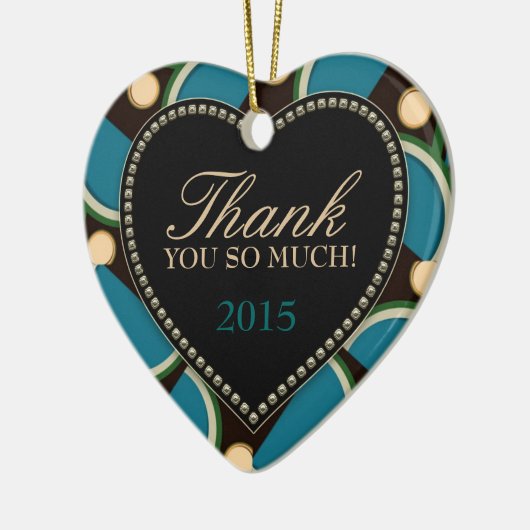 Blue Aquamarin Monogram Vielen Dank Herzverzierung Keramikornament (Links)