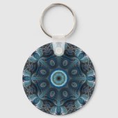 Blue Aquamarin Mysterium Space Mandala Schlüsselanhänger (Vorderseite)