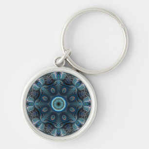 Blue Aquamarin Mysterium Space Mandala Schlüsselanhänger