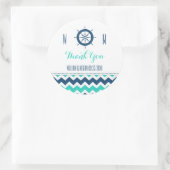 Blue Aquamarin Nautical Vielen Dank Gastgeschenk H Runder Aufkleber (Tasche)