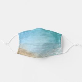 Blue Aquamarin Ocean Art Watercolor Beach Mund-Nasen-Maske Aus Stoff