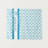 Blue & Aquamarin Octopus Baby's Name Birth Stats Wandteppich (Vorderseite (Horizontal))