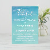 Blue & Aquamarin Ombre Watercolor Wedding Invitati Einladung (Stehend Vorderseite)
