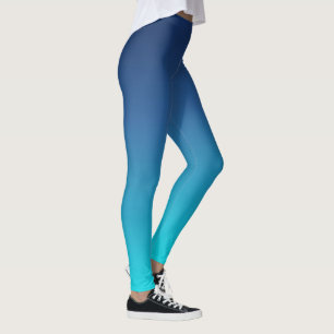 Blue Aquamarin Ombre Yoga Leggings