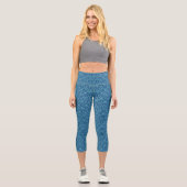 Blue Aquamarin Openwork Lace Pattern Capri Leggings (Vorderseite)