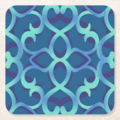 Blue Aquamarin Openwork Lace Pattern Rechteckiger Pappuntersetzer (Vorderseite)