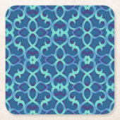Blue Aquamarin Openwork Lace Pattern Rechteckiger Pappuntersetzer (Vorderseite)