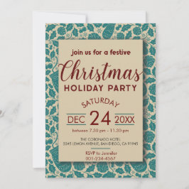Blue Aquamarin Retro Gemütliche Weihnachtsfeiertag Einladung