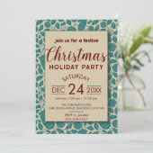 Blue Aquamarin Retro Gemütliche Weihnachtsfeiertag Einladung (Stehend Vorderseite)