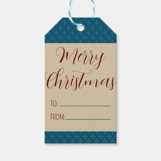 Blue Aquamarin Retro Tides of Christmas Vibes Geschenkanhänger (Vorderseite)