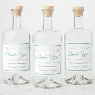 Blue & Aquamarin Simple Elegante Hochzeit Vielen D Alkoholflaschenetikett
