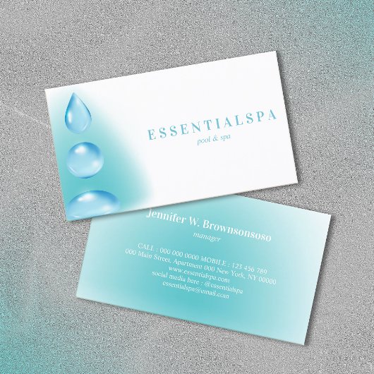 Blue Aquamarin Spiritual Water drops reiki yoga ze Visitenkarte
