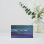 Blue Aquamarin Stripes Business Card Visitenkarte (Stehend Vorderseite)