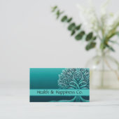 Blue Aquamarin Tree of Life Business Card Visitenkarte (Stehend Vorderseite)