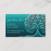 Blue Aquamarin Tree of Life Business Card Visitenkarte (Rückseite)