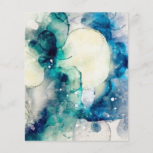 Blue Aquamarin Watercolor Gold Fossil Flyer (Hinten)