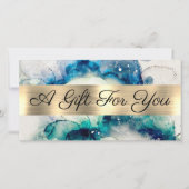 Blue Aquamarin Watercolor Gold Fossil Geschenkguts (Vorderseite)