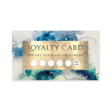 Blue Aquamarin Watercolor Loyalty Card