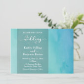 Blue & Aquamarin Watercolor Ombre Horizontal Weddi Einladung (Stehend Vorderseite)