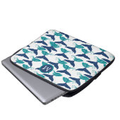Blue Aquamarin Whale Schwanz Monogram Laptop Sleev Laptopschutzhülle (Vorne Knopf)