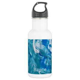 Blue Aquamarin White personalize Abstrakt Edelstahlflasche