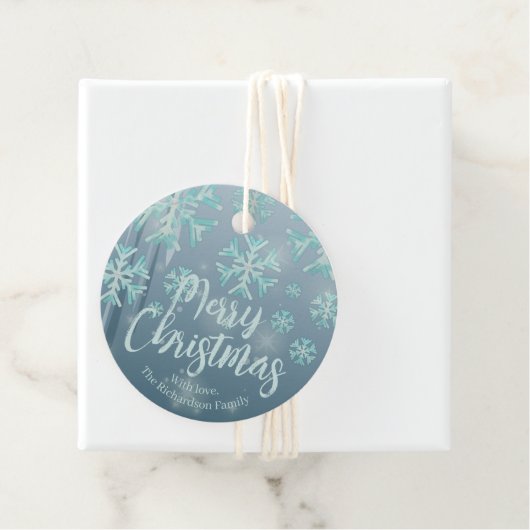 Blue Aquamarin Winter Wonderland Frohe Weihnachten Geschenkanhänger (Beispiel)