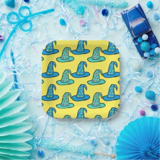 Blue + Aquamarin Wizard Hats Pappteller (Party)