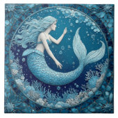 Blue Aquamarine Mermaid Ocean Bubble Mosaic Lustre Fliese (Vorderseite)