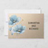 Blue Aquarell Blume Gold Glitzer RSVP Karte (Vorderseite)