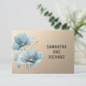 Blue Aquarell Blume Gold Glitzer RSVP Karte (Stehend Vorderseite)
