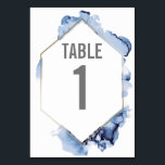 Blue Aquarell Gold Frame Wedding Tischnummer<br><div class="desc">Diese schicke blaue Aquarell mit einer goldenen Hexagon-Rahmen-Design-Tischkarte kann Ihre Gäste direkt anleiten. Ersetzen Sie die von Ihrem Veranstaltungsort bereitgestellten generischen Karten. Behalt dein Hochzeitthema konsistent finden die anderen Stücke aus dieser Sammlung.</div>