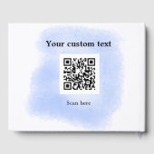 Blue Aquarell QR Scan Code hinzufügen benutzerdefi Gästebuch (Rückseite)