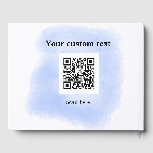 Blue Aquarell QR Scan Code hinzufügen benutzerdefi Gästebuch (Rückseite)