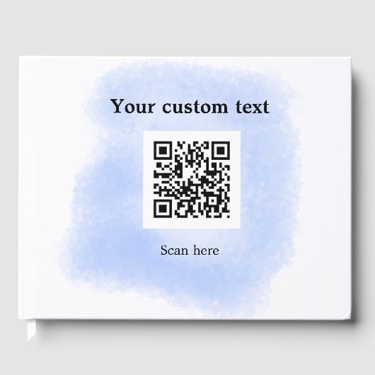 Blue Aquarell QR Scan Code hinzufügen benutzerdefi Gästebuch (Vorderseite)