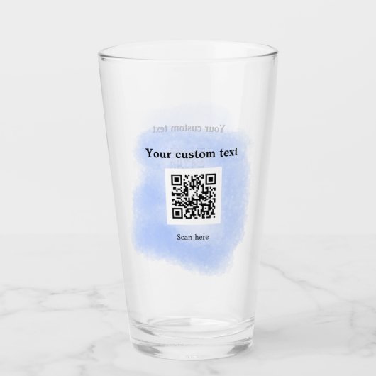 Blue Aquarell QR Scan Code hinzufügen benutzerdefi Glas (Vorderseite)