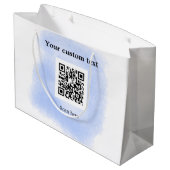 Blue Aquarell QR Scan Code hinzufügen benutzerdefi Große Geschenktüte (Rückseite Schrägansicht)