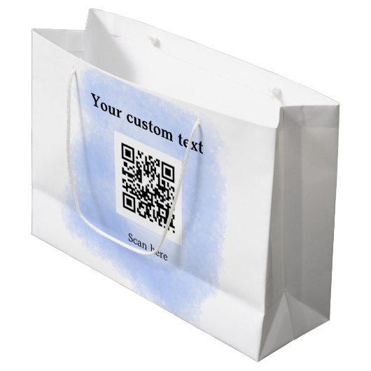 Blue Aquarell QR Scan Code hinzufügen benutzerdefi Große Geschenktüte (Vorderseite Schrägansicht)