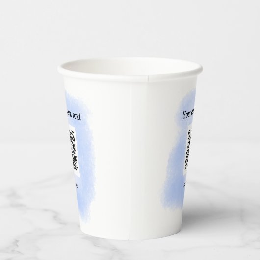 Blue Aquarell QR Scan Code hinzufügen benutzerdefi Pappbecher (Rechts)