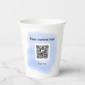 Blue Aquarell QR Scan Code hinzufügen benutzerdefi Pappbecher (Vorderseite)