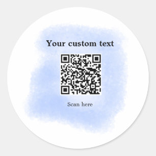 Blue Aquarell QR Scan Code hinzufügen benutzerdefi Runder Aufkleber