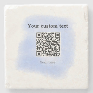 Blue Aquarell QR Scan Code hinzufügen benutzerdefi Steinuntersetzer