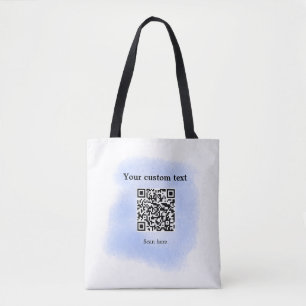 Blue Aquarell QR Scan Code hinzufügen benutzerdefi Tasche