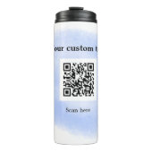 Blue Aquarell QR Scan Code hinzufügen benutzerdefi Thermosbecher (Vorderseite)