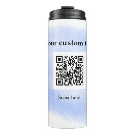 Blue Aquarell QR Scan Code hinzufügen benutzerdefi Thermosbecher