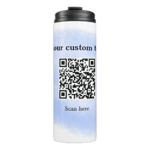 Blue Aquarell QR Scan Code hinzufügen benutzerdefi Thermosbecher