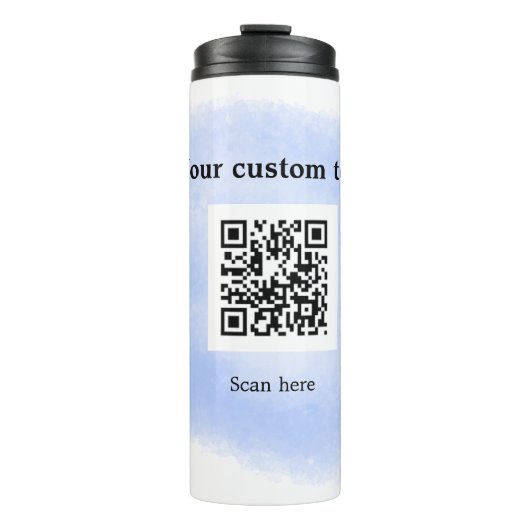 Blue Aquarell QR Scan Code hinzufügen benutzerdefi Thermosbecher (Vorderseite)
