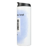 Blue Aquarell QR Scan Code hinzufügen benutzerdefi Thermosbecher (Nach rechts gedreht)